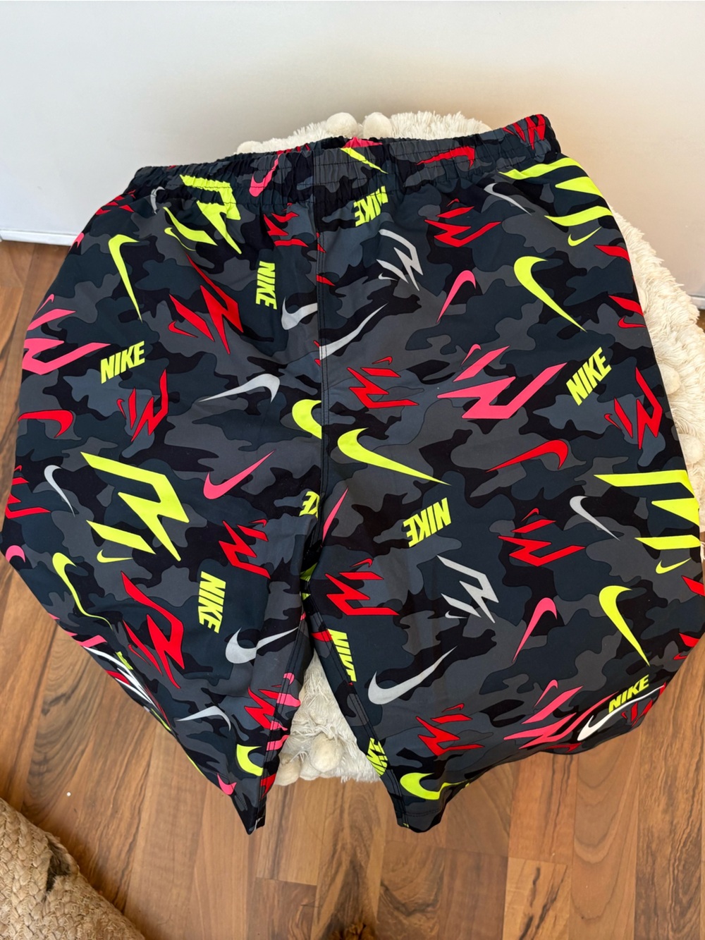 Nike | Kids Swim Trunks with Neon Yellow, Pink and Red Accents
